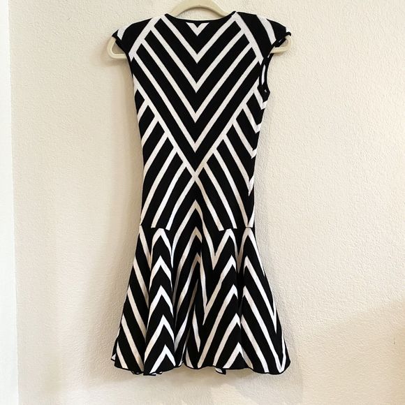 Banana Republic Black And White Chevron Stripe Knit Sleeveless Dress XS Petite - Picture 9 of 9